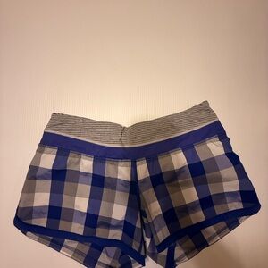 Lululemon Blue and Gray Checkered Athletic Shorts